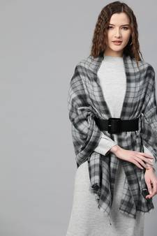 Black & Grey Check Acrylic Stole