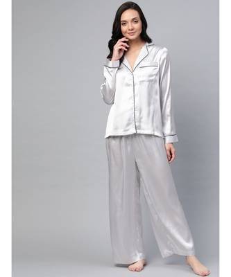 Grey Satin Night Suit 1