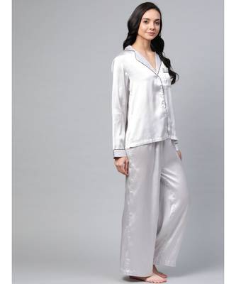 Grey Satin Night Suit 2