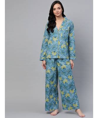 Teal Floral Night Suit 1