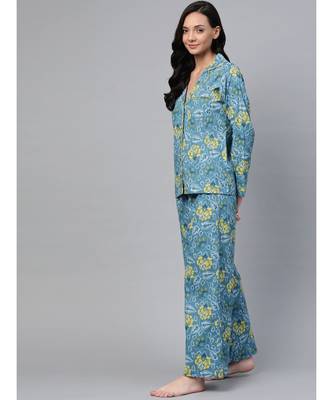 Teal Floral Night Suit 2