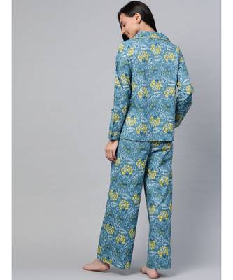 Teal Floral Night Suit 3
