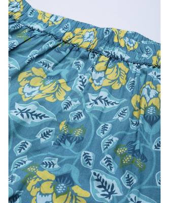Teal Floral Night Suit 4
