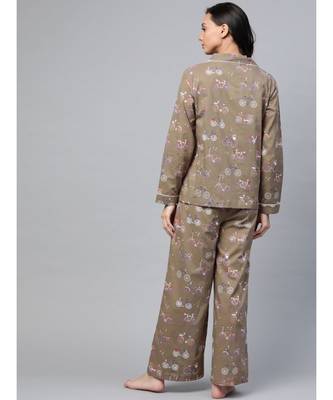Taupe Cycle Print Night Suit 3