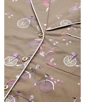Taupe Cycle Print Night Suit 5