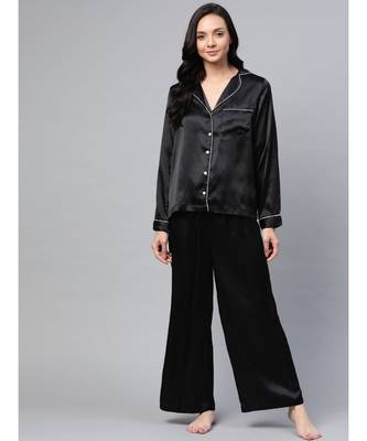 Black Satin Night Suit 1