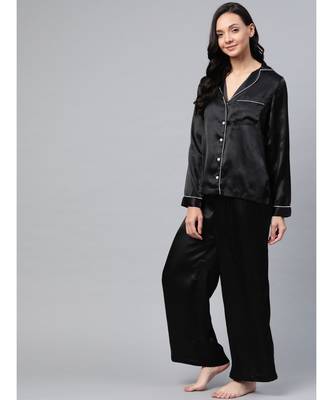 Black Satin Night Suit 2