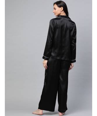 Black Satin Night Suit 3