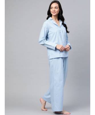 Blue Cotton Night Suit 2