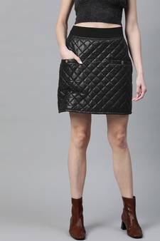 Black Quilted Mini Skirt