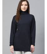 Navy Blue High Neck Rib Sweater