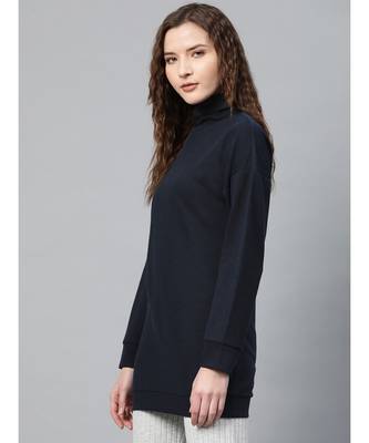 Navy Blue High Neck Rib Sweater 2