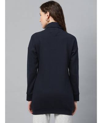 Navy Blue High Neck Rib Sweater 3