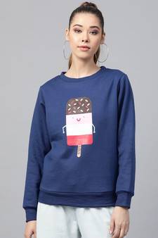 Blue Ice-Cream Print Sweatshirt