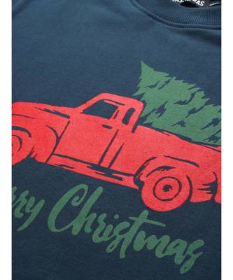 Teal Blue Merry Christmas Print Sweatshirt 5