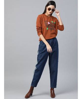 Brown Christmas Neon Lights Print Sweatshirt 4