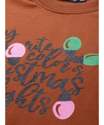Brown Christmas Neon Lights Print Sweatshirt 5