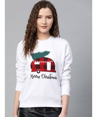 White Merry Christmas Print Sweatshirt 1