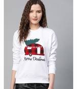 White Merry Christmas Print Sweatshirt