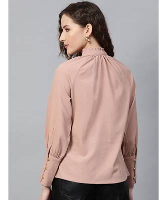 Gathered Neck Raglan Brown Top 3