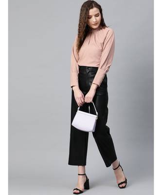 Gathered Neck Raglan Brown Top 4