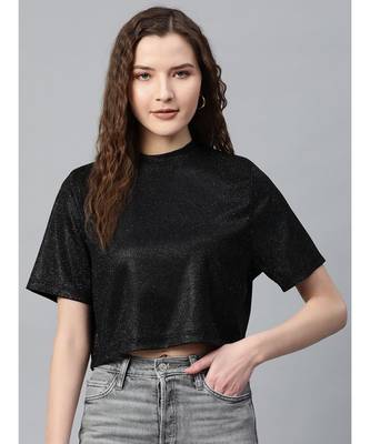 Black Lurex Boxy Top 1