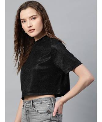 Black Lurex Boxy Top 2