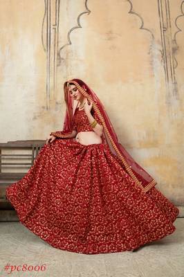 Maroon embroidered art silk semi stitched lehenga 2