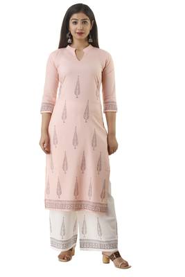 Peach block print cotton salwar 1
