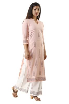 Peach block print cotton salwar 3