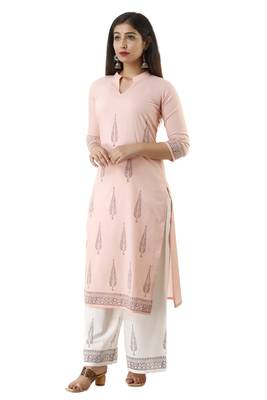 Peach block print cotton salwar 4