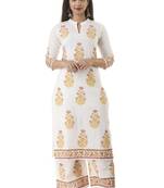 White block print cotton salwar