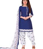 Blue embroidered crepe salwar