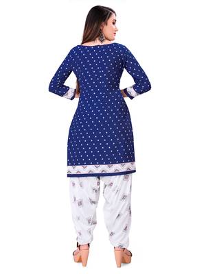 Blue embroidered crepe salwar 3