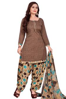 Brown embroidered crepe salwar