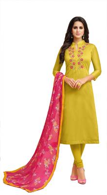 Yellow embroidered chanderi salwar 1