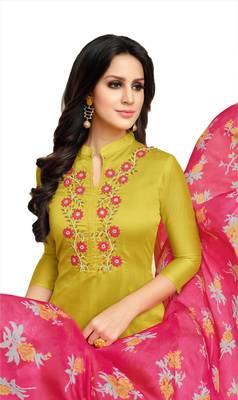 Yellow embroidered chanderi salwar 2