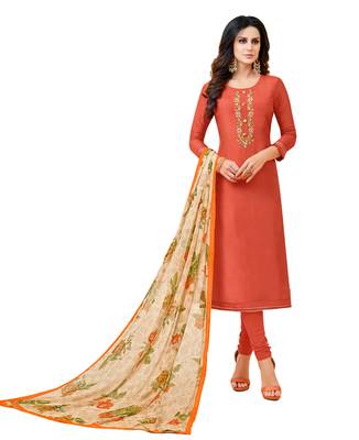 Orange embroidered chanderi salwar 1