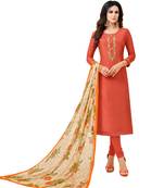Orange embroidered chanderi salwar