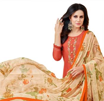 Orange embroidered chanderi salwar 3