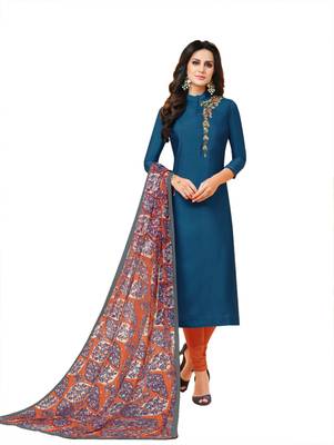 Blue embroidered chanderi salwar 1