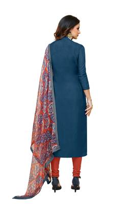 Blue embroidered chanderi salwar 2