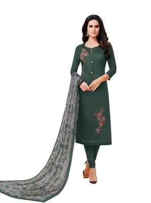 Dark-green embroidered chanderi salwar 1