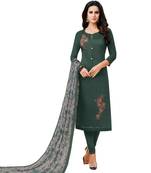 Dark-green embroidered chanderi salwar