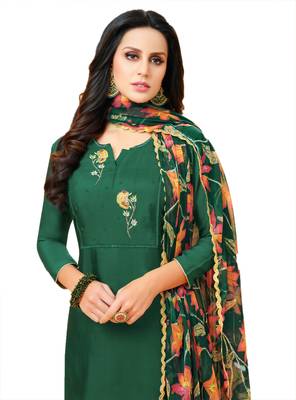 Dark-green embroidered chanderi salwar 3