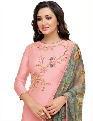 Pink embroidered chanderi salwar 3