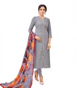 Grey embroidered chanderi salwar