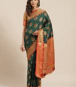 Green Woven Banarasi Silk Saree With Blouse