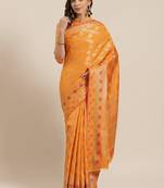 Mustard Woven Banarasi Silk Saree With Blouse