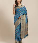 Turquoise Banarasi Silk Woven Saree